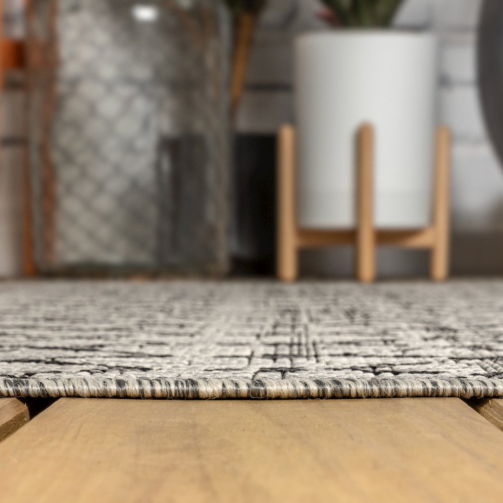 Ourika Moroccan Geometric Textured Weave Indoor/Outdoor Square Rug. Picture 9