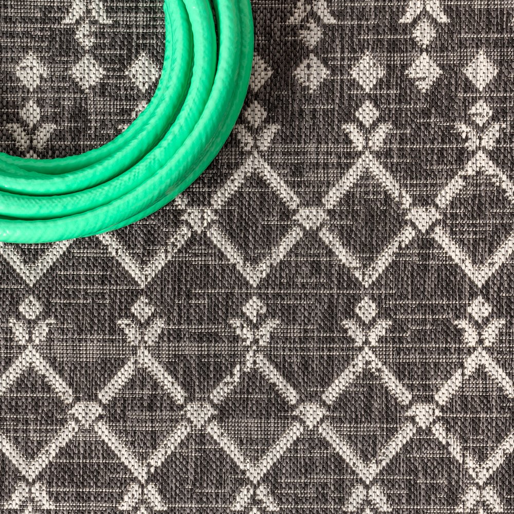 Ourika Moroccan Geometric Textured Weave Indoor/Outdoor Square Rug. Picture 4