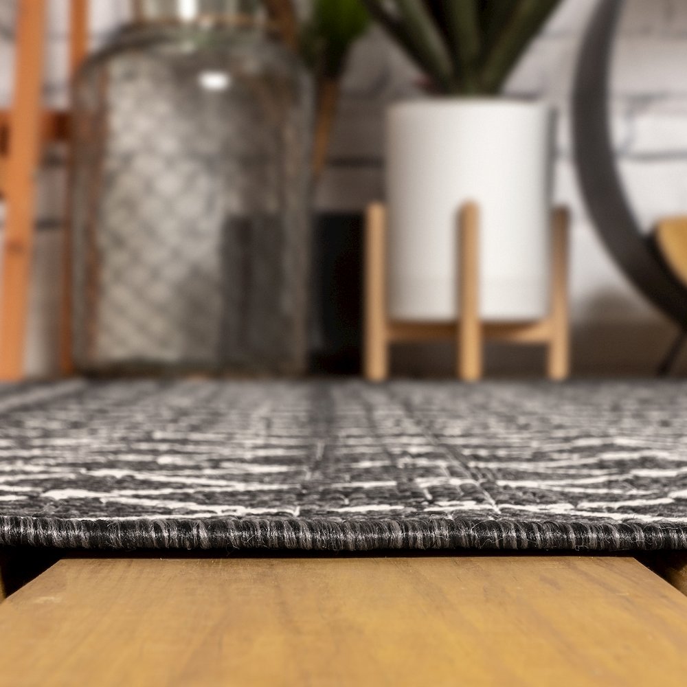 Ourika Moroccan Geometric Textured Weave Indoor/Outdoor Square Rug. Picture 9