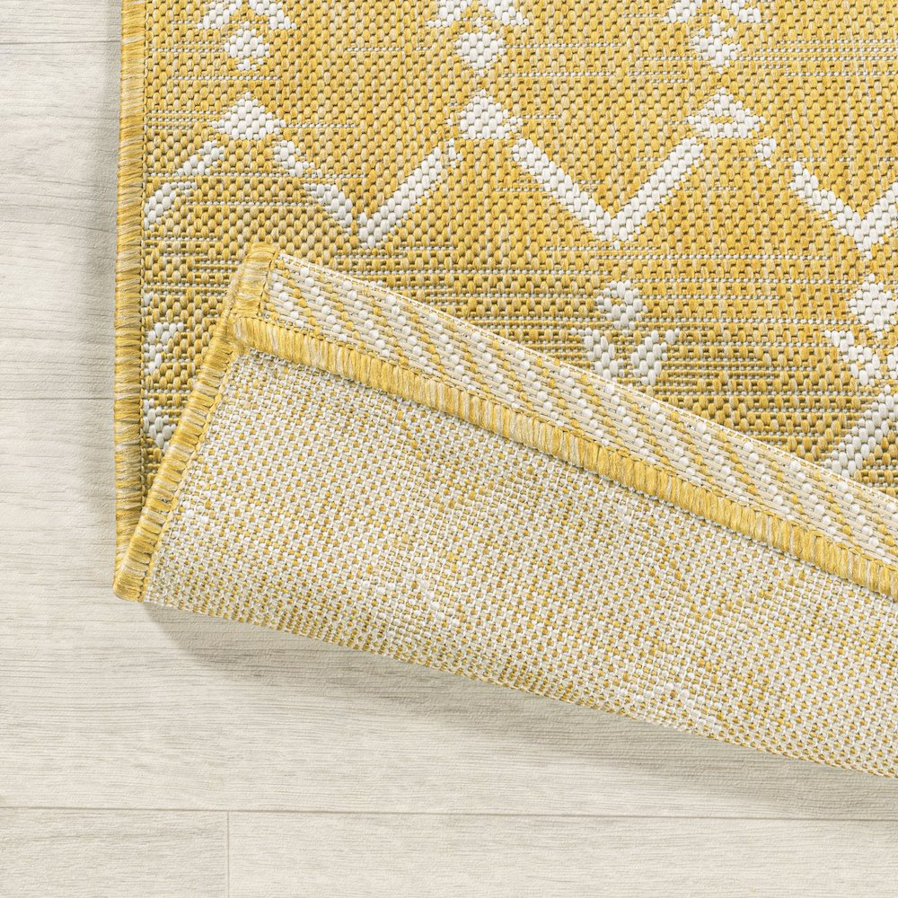 Ourika Moroccan Geometric Textured Weave Indoor/Outdoor Square Rug. Picture 3