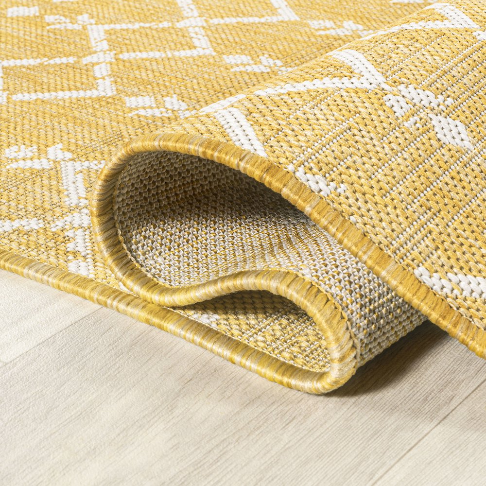 Ourika Moroccan Geometric Textured Weave Indoor/Outdoor Square Rug. Picture 6
