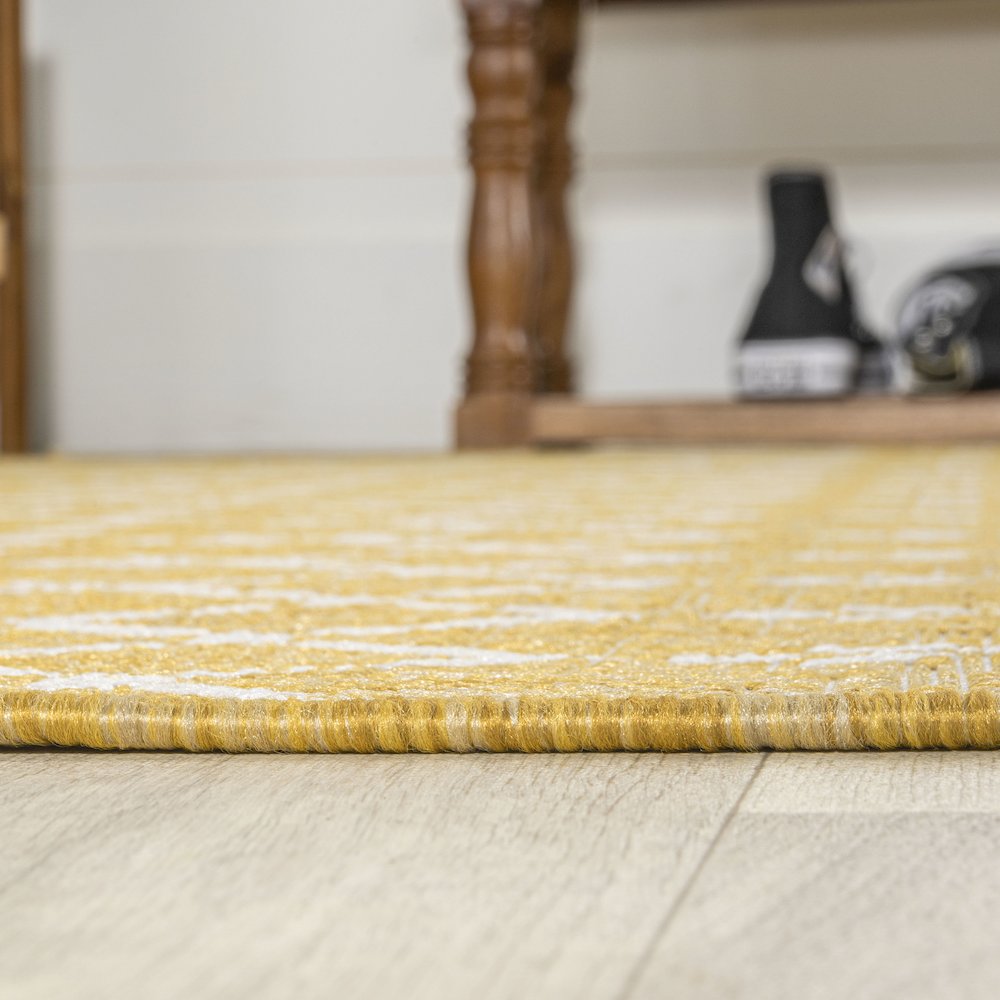 Ourika Moroccan Geometric Textured Weave Indoor/Outdoor Square Rug. Picture 9