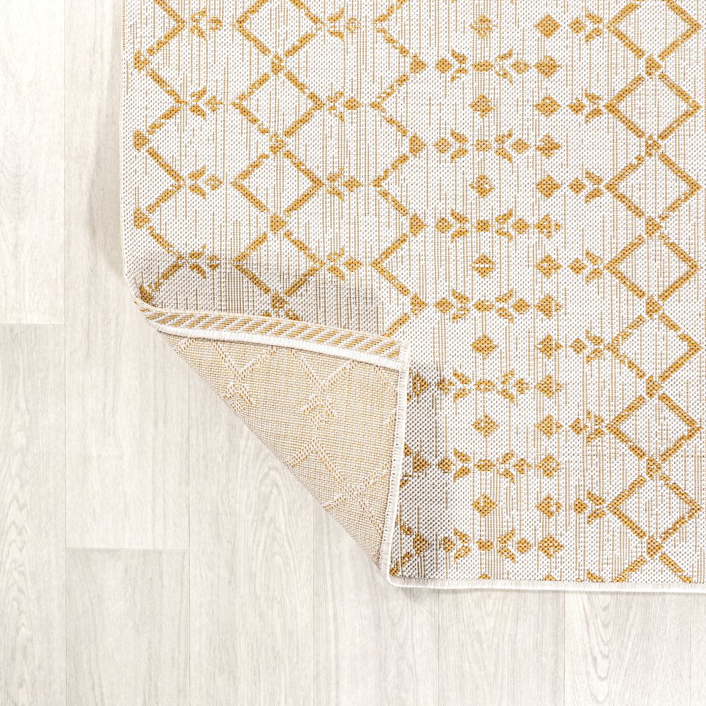 Ourika Moroccan Geometric Textured Weave Indoor/Outdoor Square Rug. Picture 3