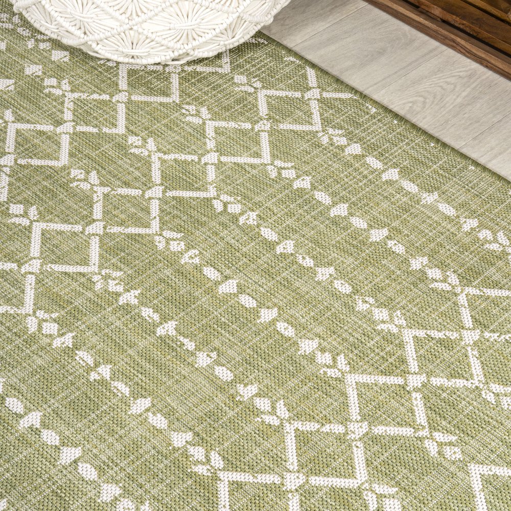 Ourika Moroccan Geometric Textured Weave Indoor/Outdoor Square Rug. Picture 4