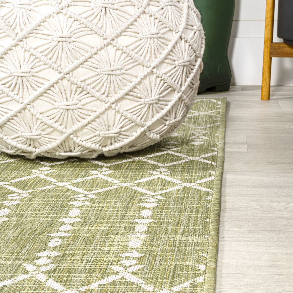 Ourika Moroccan Geometric Textured Weave Indoor/Outdoor Square Rug. Picture 5
