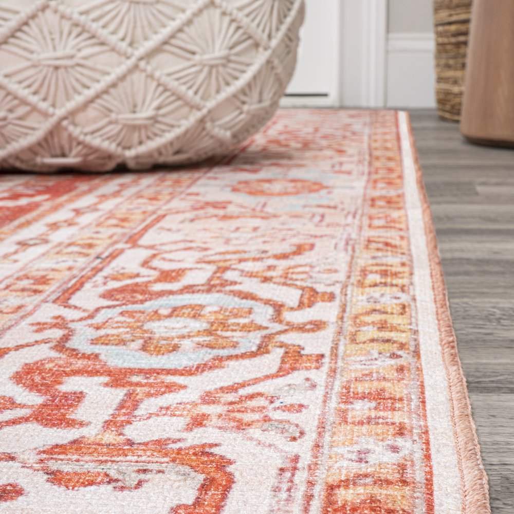 Asa Ornate Medallion Machine-Washable Area Rug. Picture 5