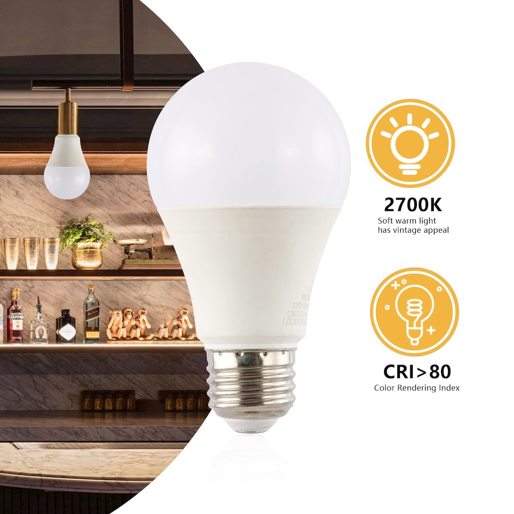 Modern Non-Dimmable A19 9-Watt Led Bulbs With E26 Base (Pack Of 4). Picture 2