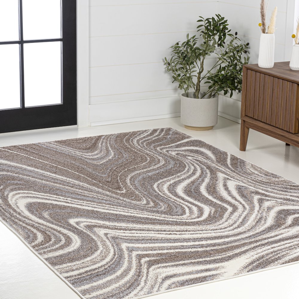 Eleni Contemporary Glam Abstract Marble Area Rug. Picture 9