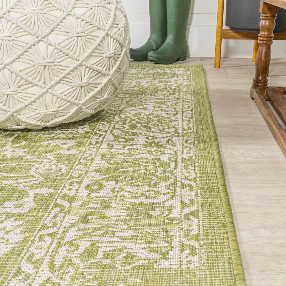 Tela Bohemian Textured Weave Floral Indoor/Outdoor Area Rug. Picture 12