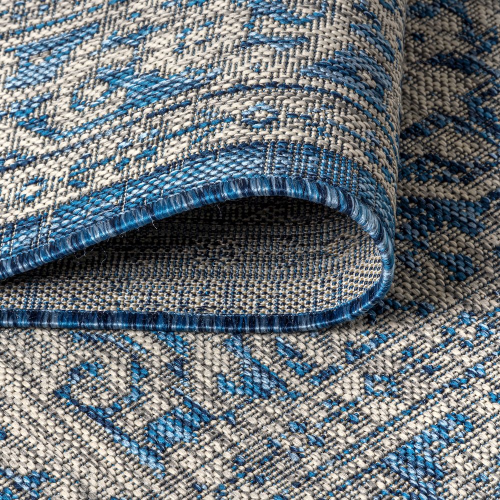 Sinjuri Medallion Textured Weave Indoor/Outdoor Area Rug. Picture 9