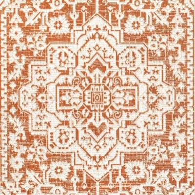 Sinjuri Medallion Textured Weave Indoor/Outdoor Area Rug. Picture 20