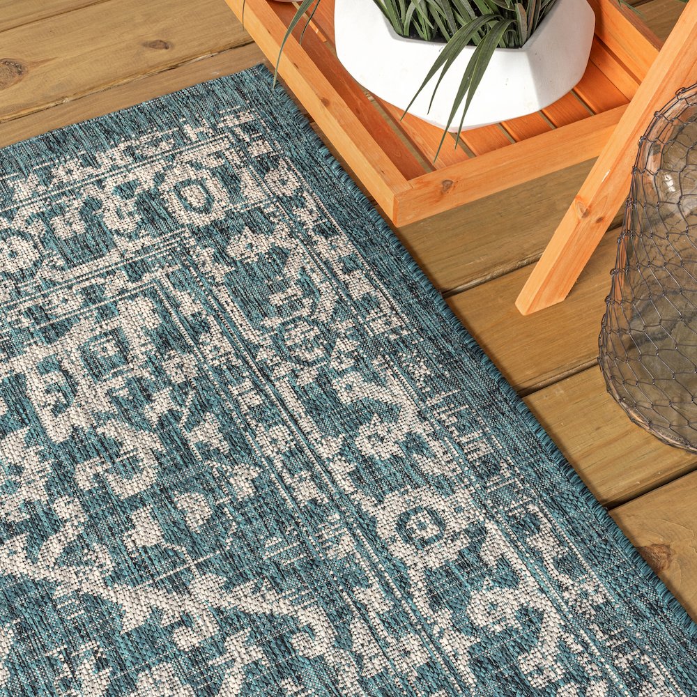 Malta Bohemian Medallion Textured Weave Indoor/Outdoor Area Rug. Picture 8