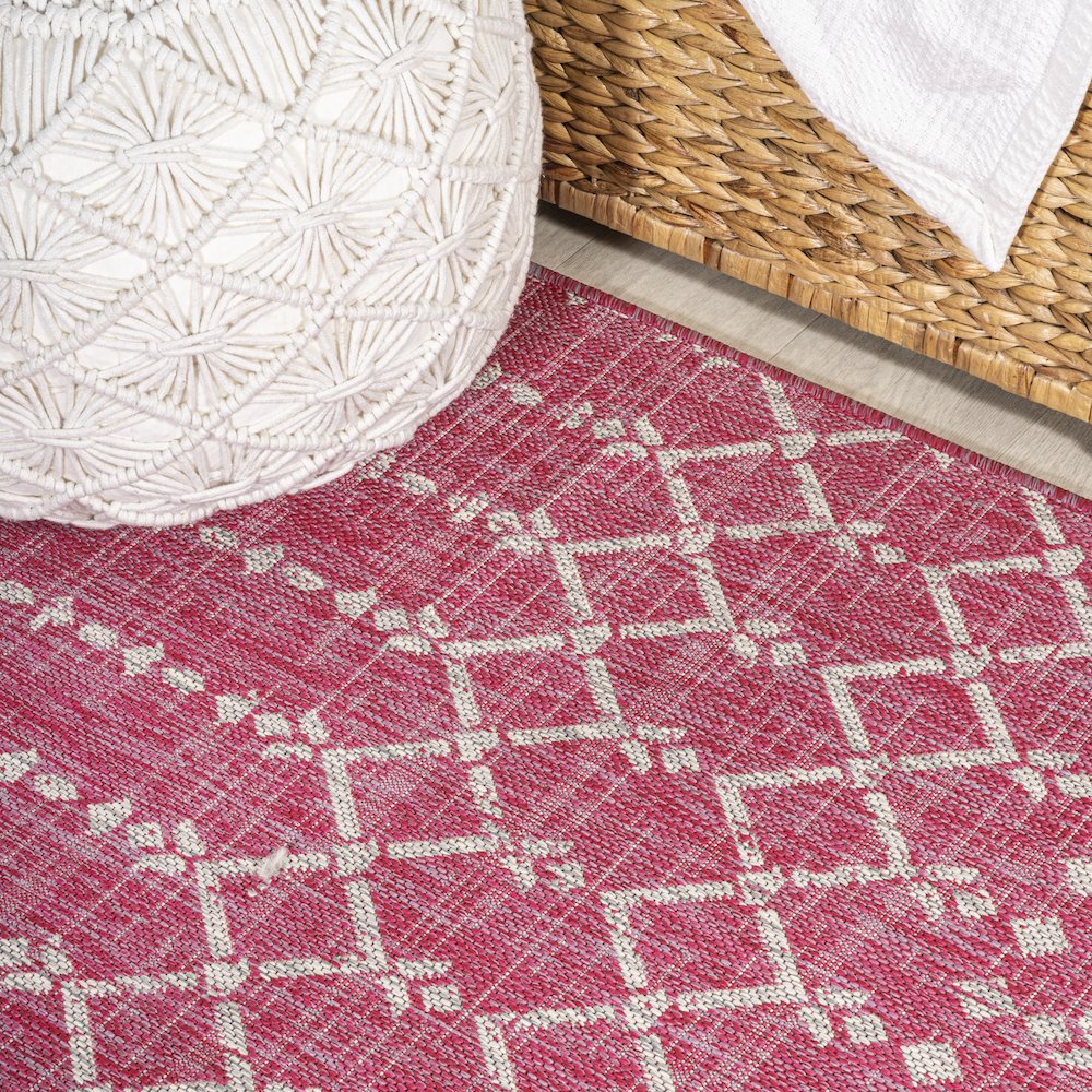 Ourika Moroccan Geometric Textured Weave Indoor/Outdoor Area Rug. Picture 11
