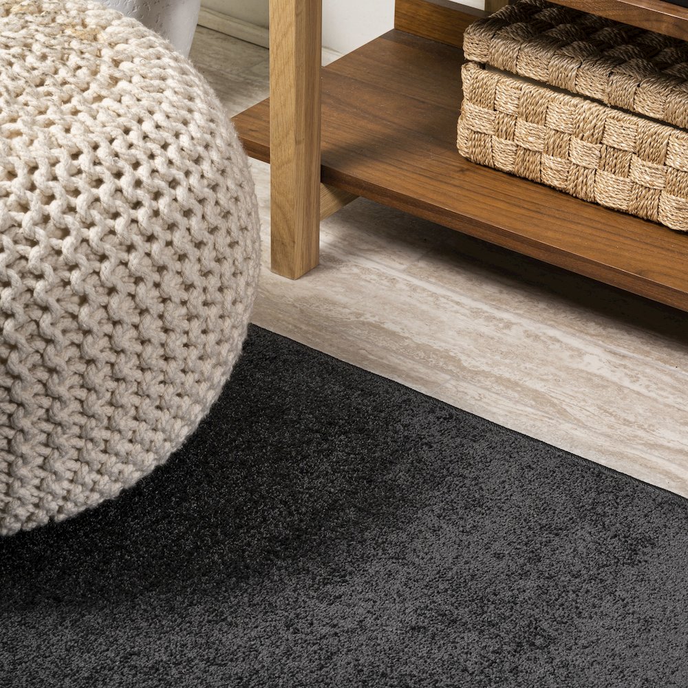 Haze Solid Low Pile Area Rug Black. Picture 5