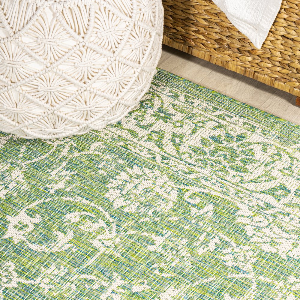 Tela Bohemian Textured Weave Floral Indoor/Outdoor Area Rug. Picture 11