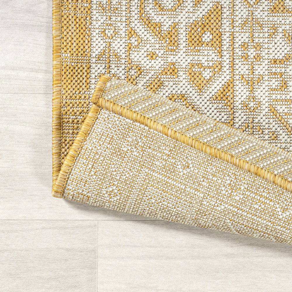 Sinjuri Medallion Textured Weave Indoor/Outdoor Area Rug. Picture 10