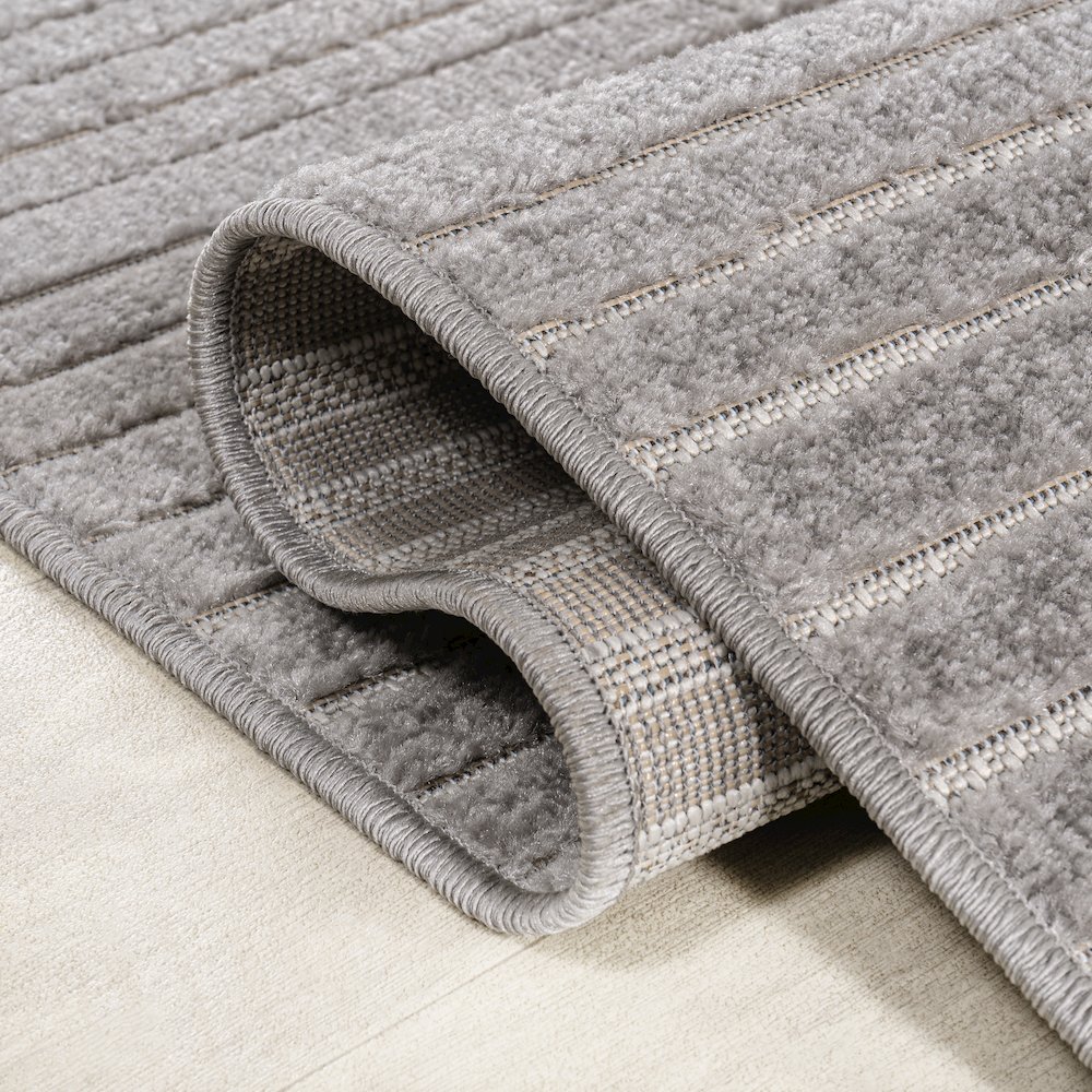 Hallie High-Low Minimalist Curve GeometricIndoor/Outdoor Runner Rug. Picture 3
