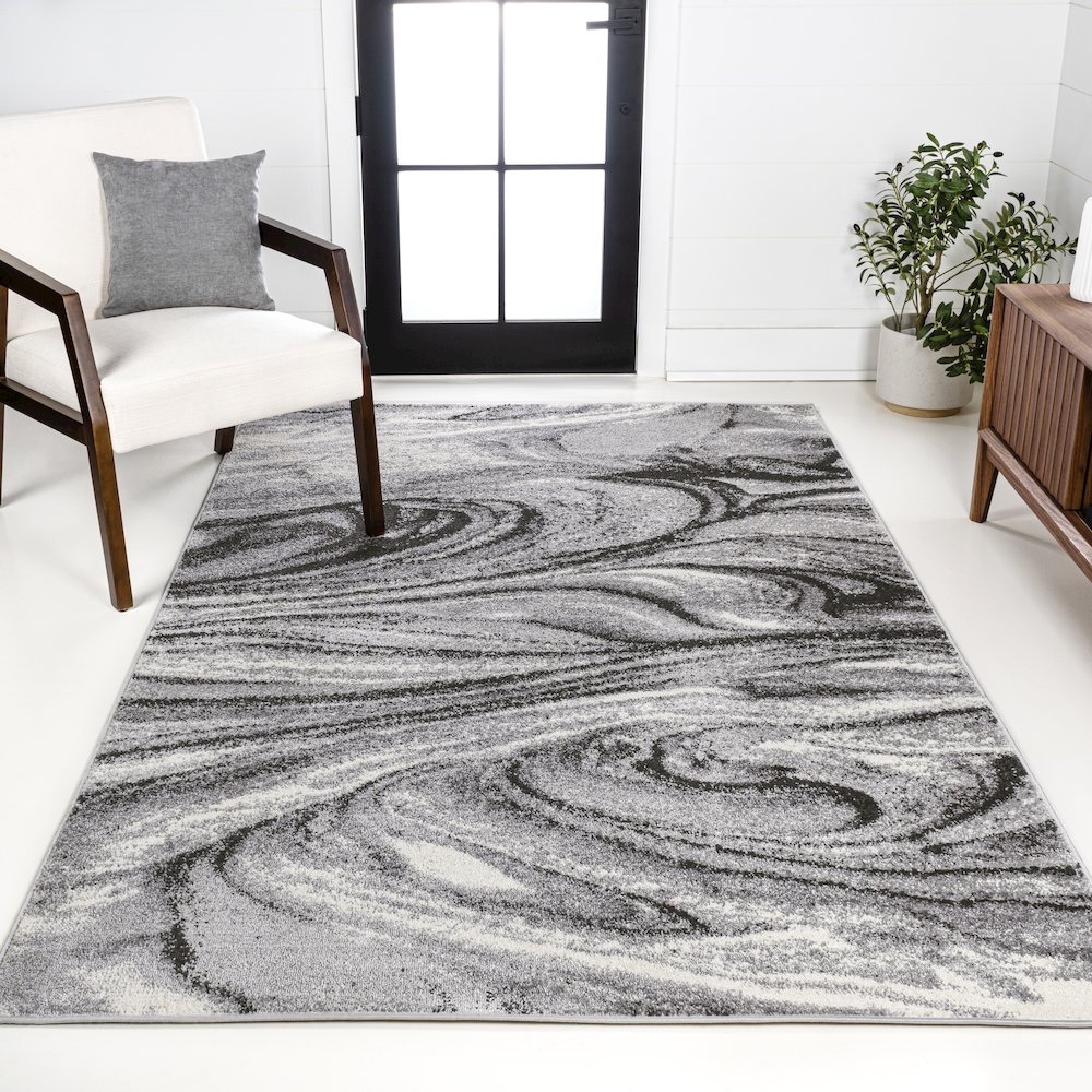 Viscon Abstract Marble Contemporary Area Rug. Picture 21