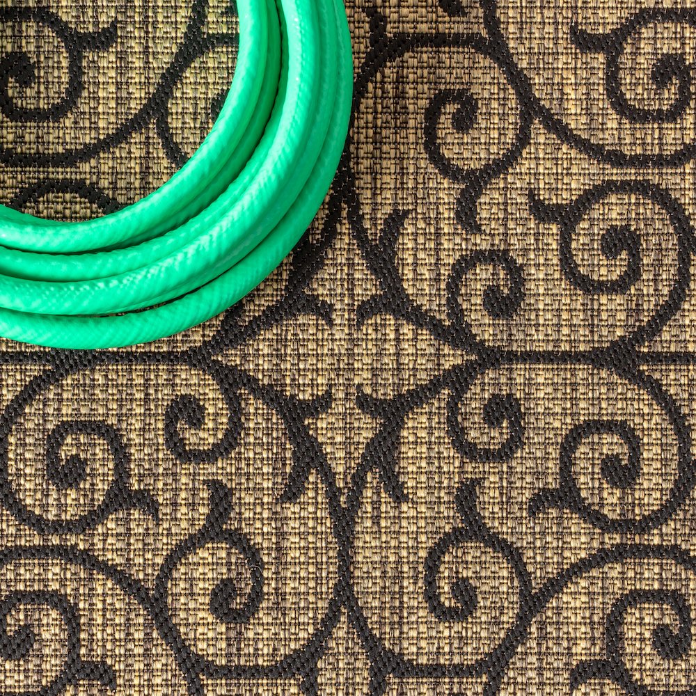 Madrid Vintage Filigree Textured Weave Indoor/Outdoor Area Rug. Picture 7