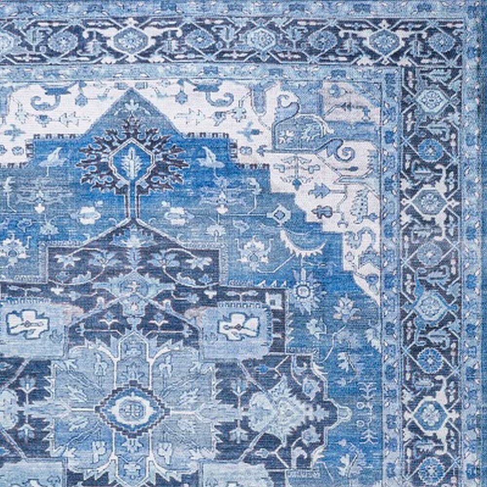 Maris Ornate Medallion Machine-Washable Area Rug. Picture 3