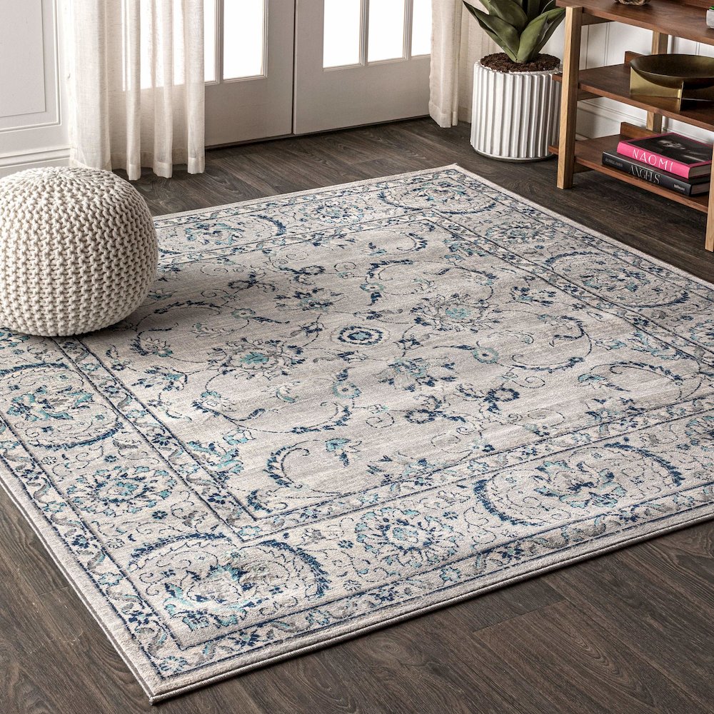 Modern Persian Vintage Medallion Light Area Rug. Picture 2