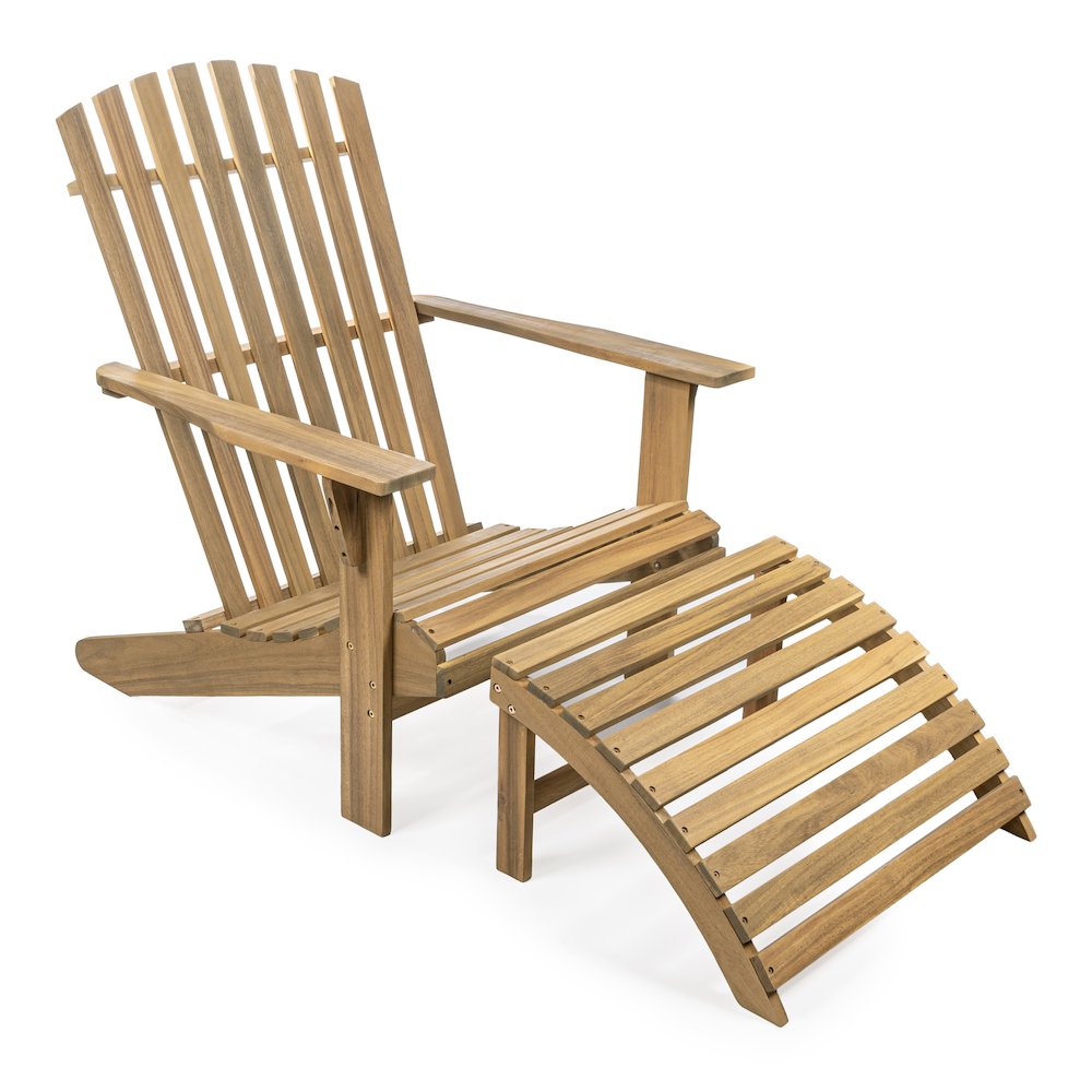 Saranac 2-Piece Traditional Rustic Acacia Wood Adirondack Chair. Picture 2