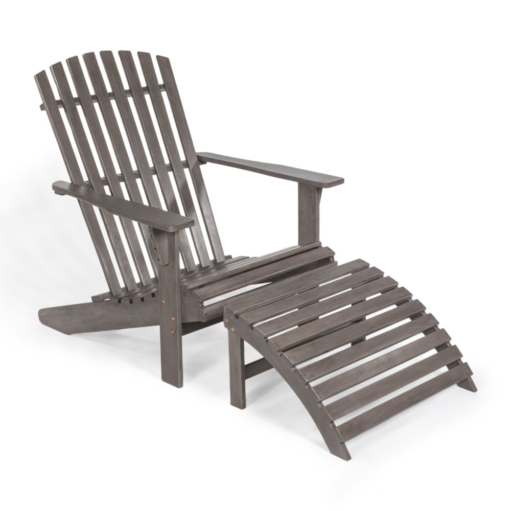 Saranac Classic Solid Acacia Wood Adirondack Chair with Matching Ottoman. Picture 2