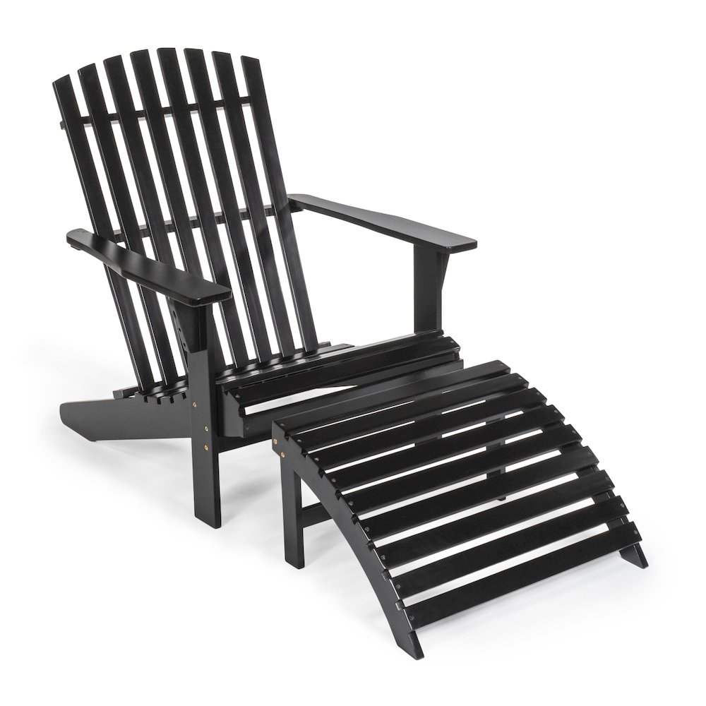 Saranac Classic Solid Acacia Wood Adirondack Chair with Matching Ottoman. Picture 2