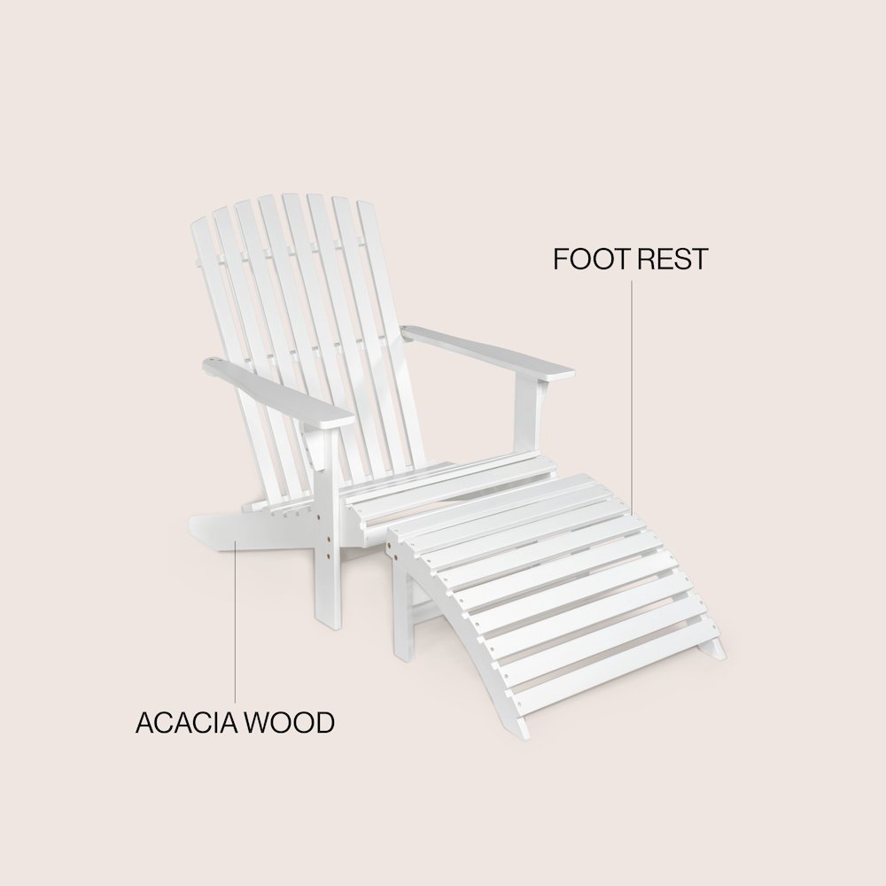 Saranac 2-Piece Traditional Rustic Acacia Wood Adirondack Chair. Picture 5