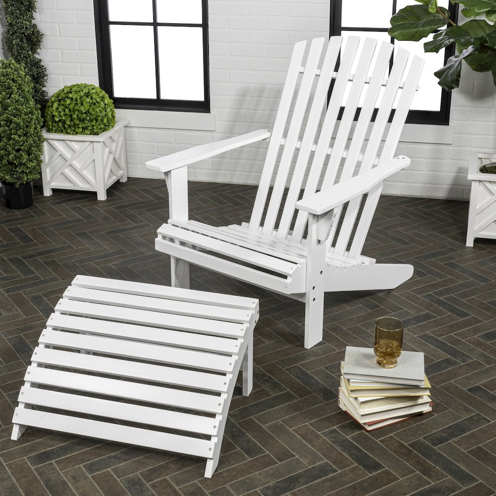 Saranac 2-Piece Traditional Rustic Acacia Wood Adirondack Chair. Picture 1