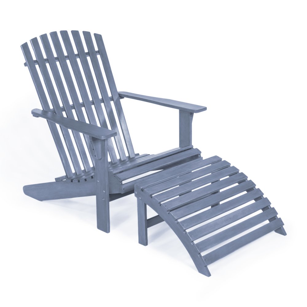 Saranac Classic Solid Acacia Wood Adirondack Chair with Matching Ottoman. Picture 2