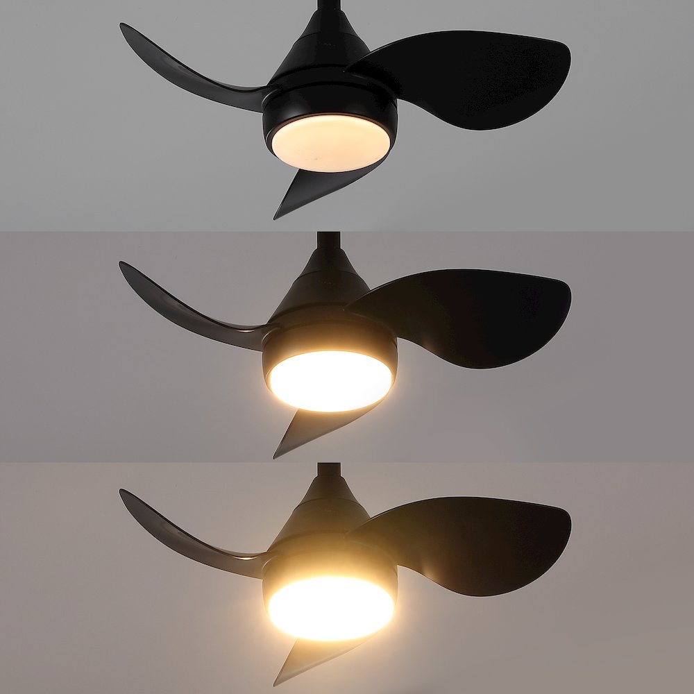 22" 6-Speed Metal Dimmable Smart Integrated LED Ceiling Fan, Deco Jet Black. Picture 9