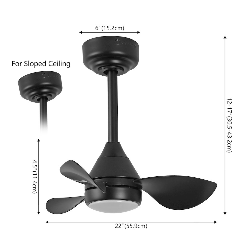 22" 6-Speed Metal Dimmable Smart Integrated LED Ceiling Fan, Deco Jet Black. Picture 2