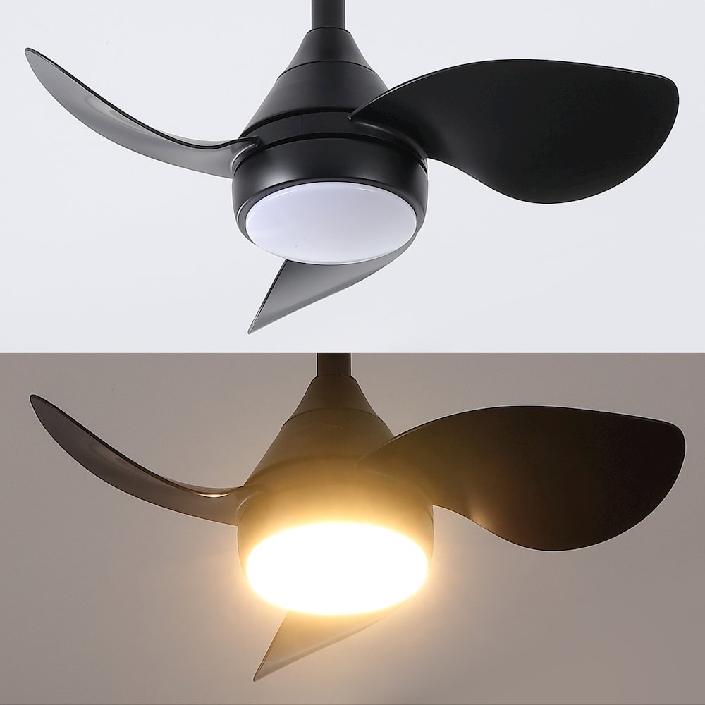 22" 6-Speed Metal Dimmable Smart Integrated LED Ceiling Fan, Deco Jet Black. Picture 7