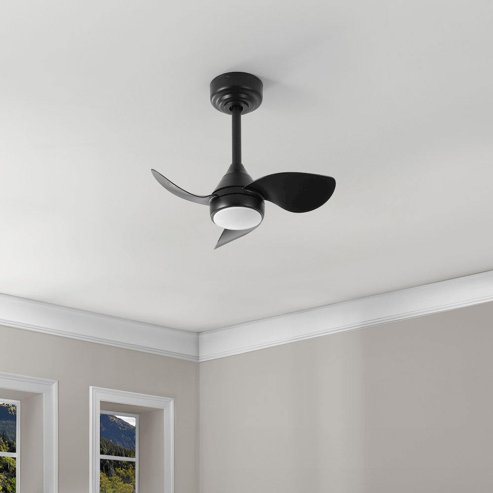 22" 6-Speed Metal Dimmable Smart Integrated LED Ceiling Fan, Deco Jet Black. Picture 4