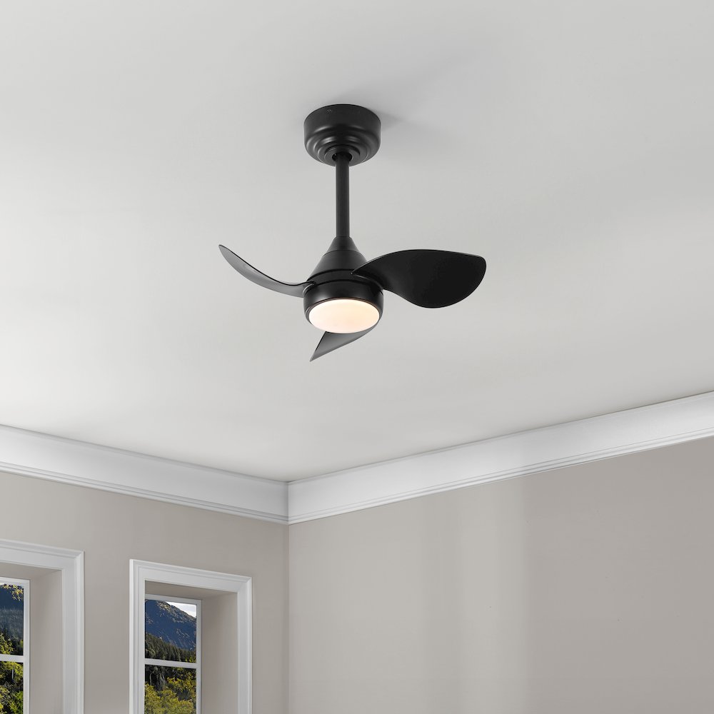 22" 6-Speed Metal Dimmable Smart Integrated LED Ceiling Fan, Deco Jet Black. Picture 3