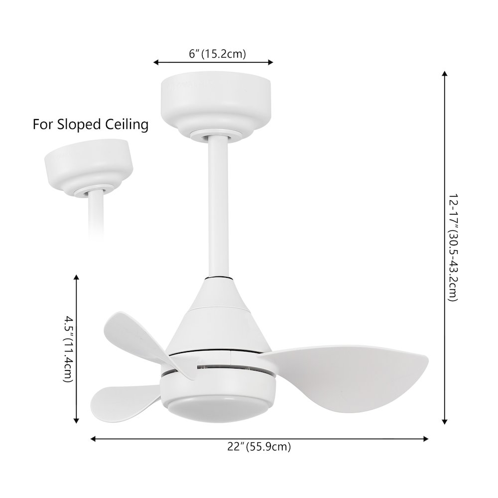 22" 6-Speed Metal Dimmable Smart Integrated LED Ceiling Fan, Frost White. Picture 2