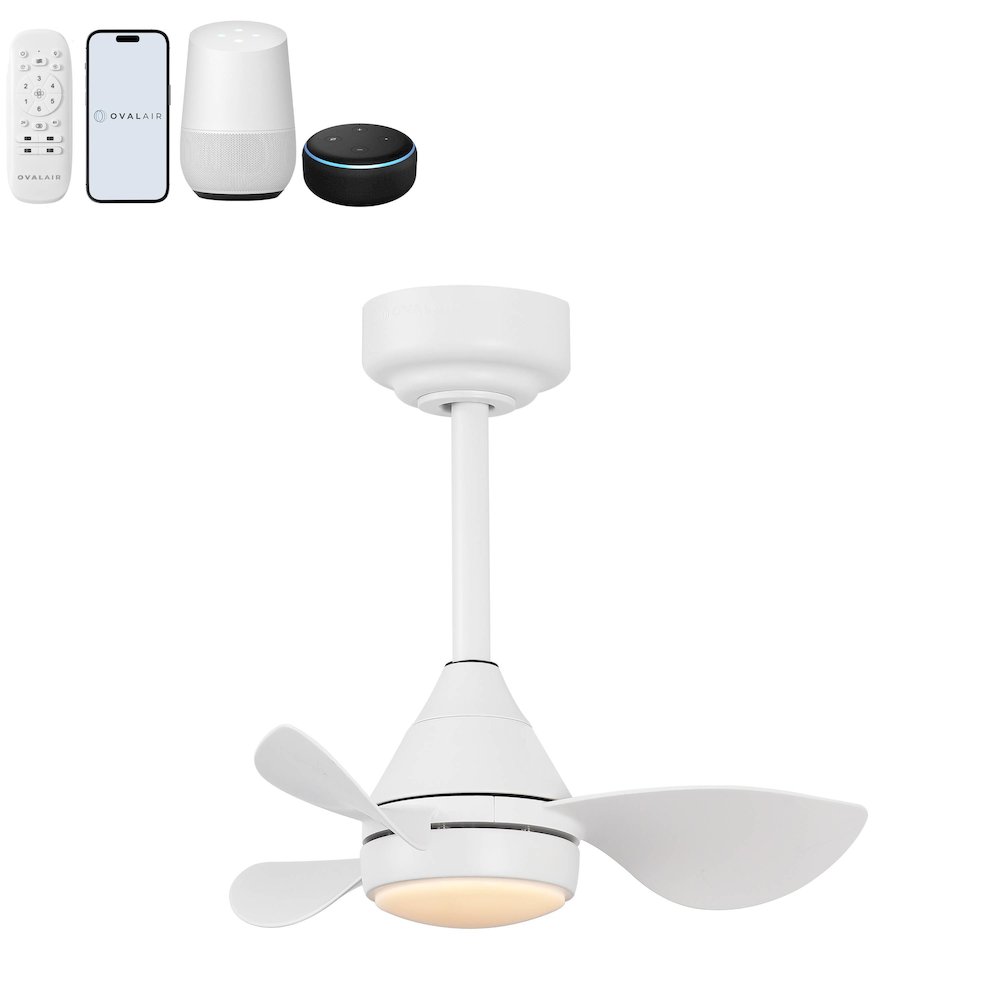 22" 6-Speed Metal Dimmable Smart Integrated LED Ceiling Fan, Frost White. Picture 1
