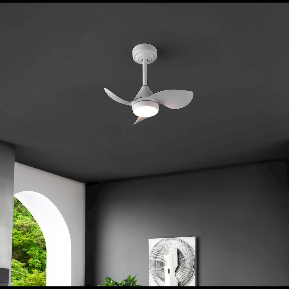22" 6-Speed Metal Dimmable Smart Integrated LED Ceiling Fan, Frost White. Picture 3