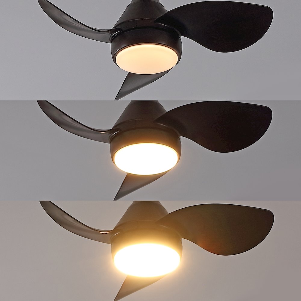 22" 6-Speed Metal Dimmable Smart Integrated LED Ceiling Fan, Olympic Dark Walnut. Picture 9