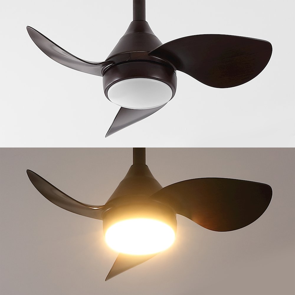 22" 6-Speed Metal Dimmable Smart Integrated LED Ceiling Fan, Olympic Dark Walnut. Picture 7