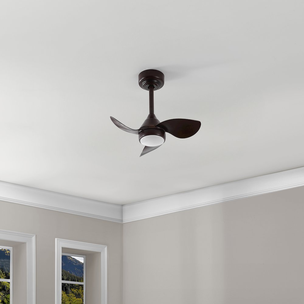 22" 6-Speed Metal Dimmable Smart Integrated LED Ceiling Fan, Olympic Dark Walnut. Picture 4