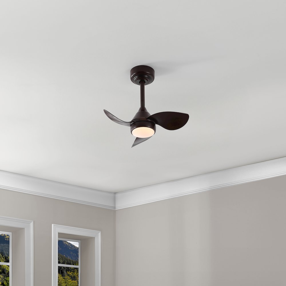 22" 6-Speed Metal Dimmable Smart Integrated LED Ceiling Fan, Olympic Dark Walnut. Picture 3
