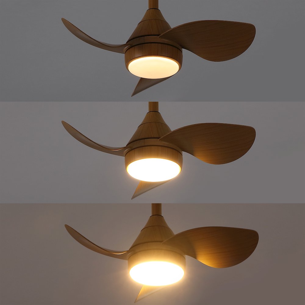 22" 6-Speed Metal Dimmable Smart Integrated LED Ceiling Fan, Aspen Pale Oak. Picture 9
