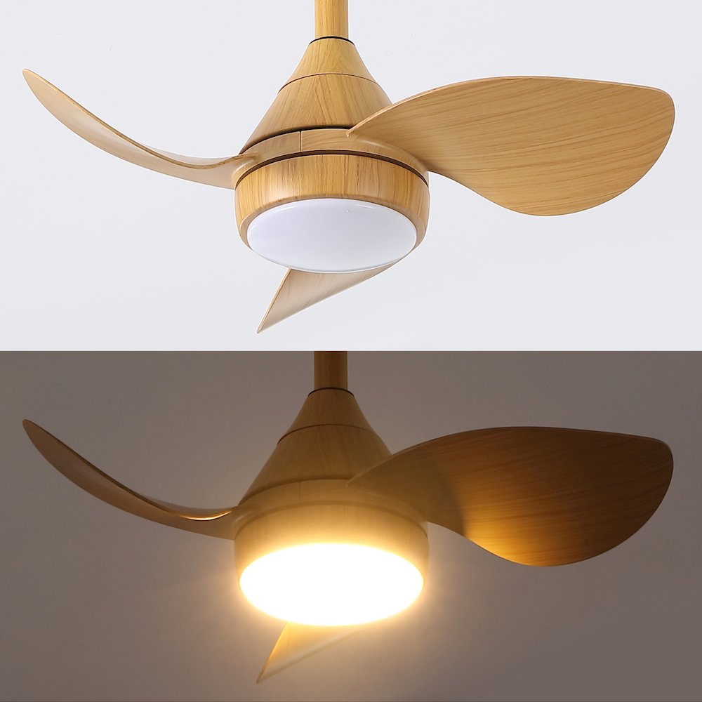22" 6-Speed Metal Dimmable Smart Integrated LED Ceiling Fan, Aspen Pale Oak. Picture 7