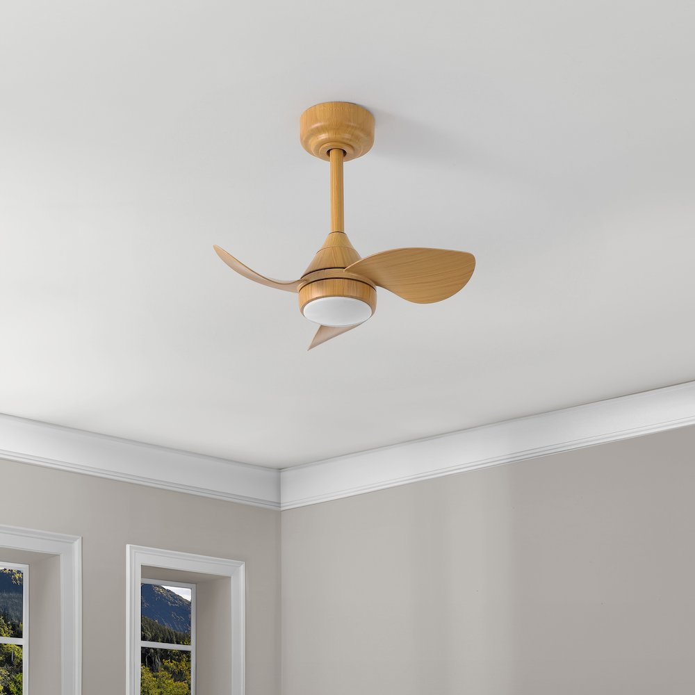 22" 6-Speed Metal Dimmable Smart Integrated LED Ceiling Fan, Aspen Pale Oak. Picture 4