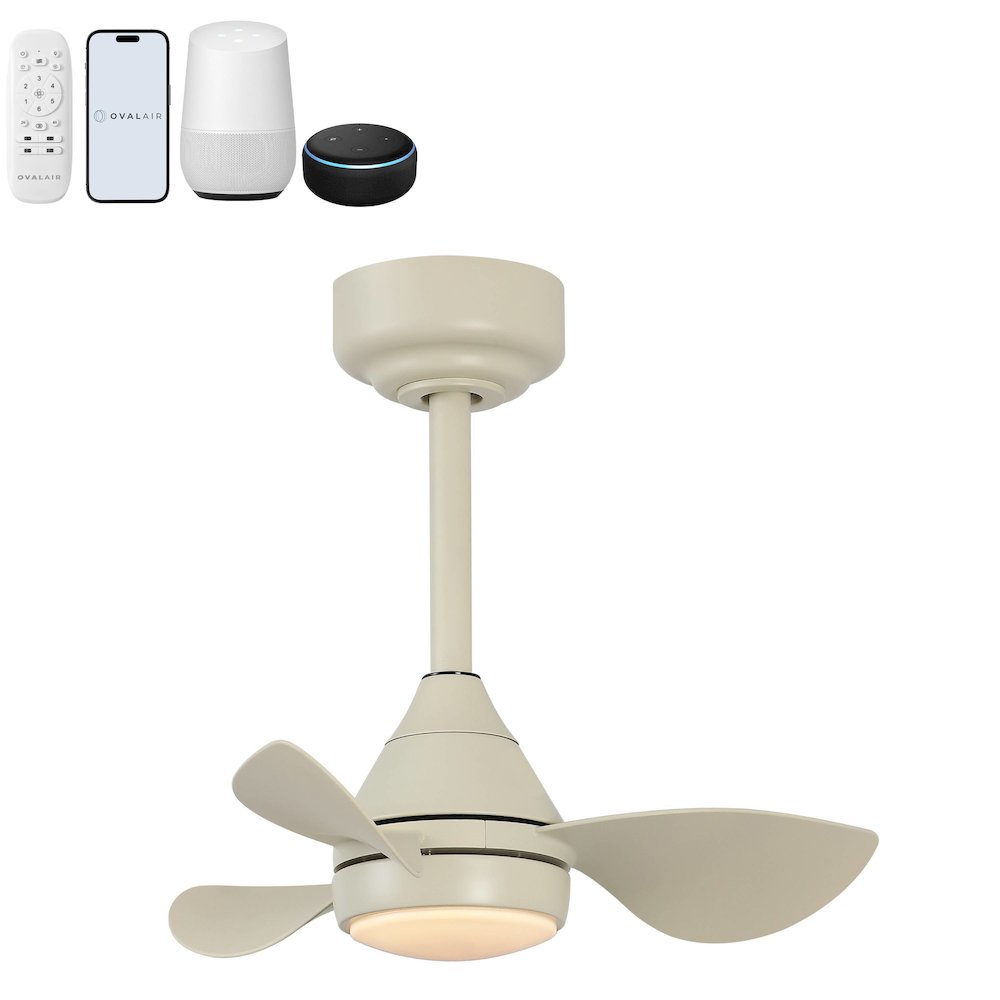 22" 6-Speed Metal Dimmable Smart Integrated LED Ceiling Fan, Sienna Sandy Beige. Picture 1