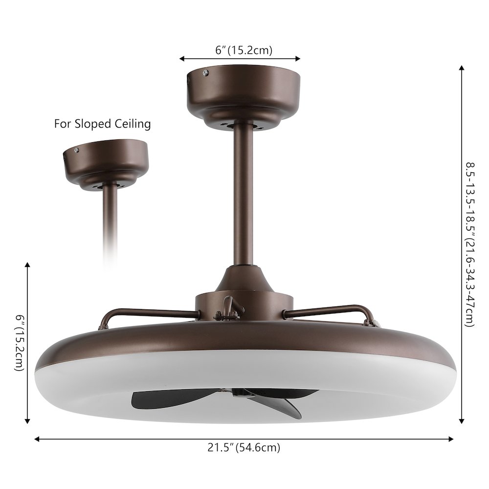 21.5" 6-Speed Metal Dimmable Smart Integrated LED Ceiling Fan, Deep Espresso. Picture 2