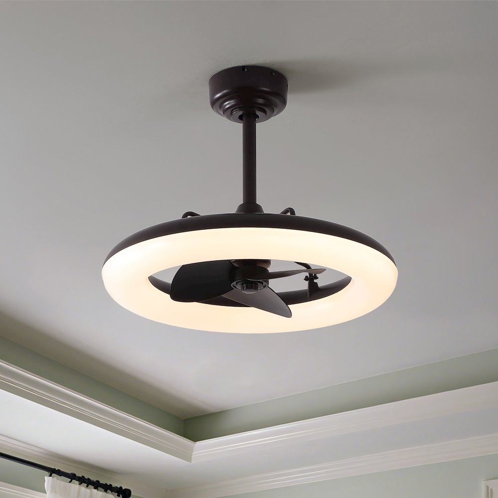 21.5" 6-Speed Metal Dimmable Smart Integrated LED Ceiling Fan, Deep Espresso. Picture 8