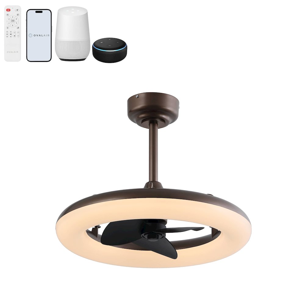 21.5" 6-Speed Metal Dimmable Smart Integrated LED Ceiling Fan, Deep Espresso. Picture 1